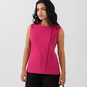 4/$20 FMX Stretch Pink Asymmetrical Zipper Top